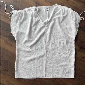 Cabi 5895 White Satin Seaside Cinched Blouse S Small Top Shirt